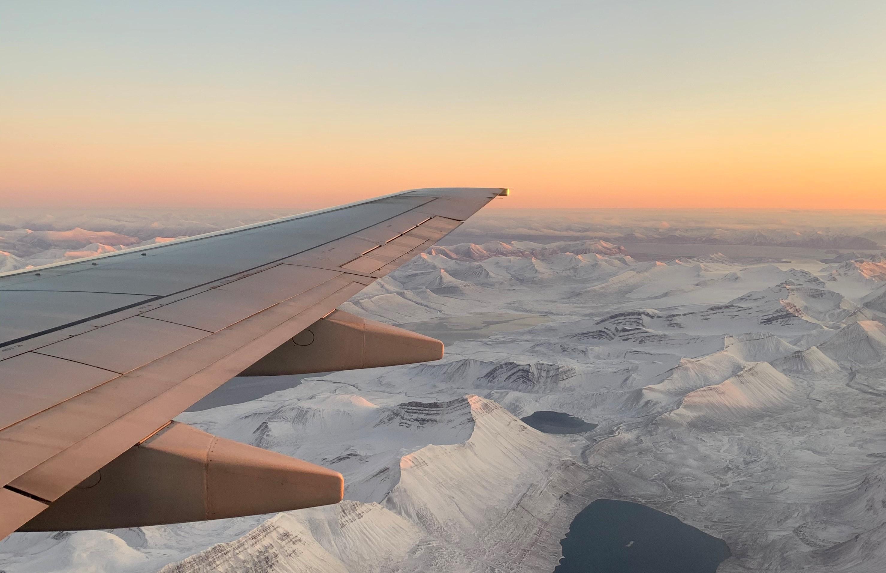 Plane arriving at Svalbard